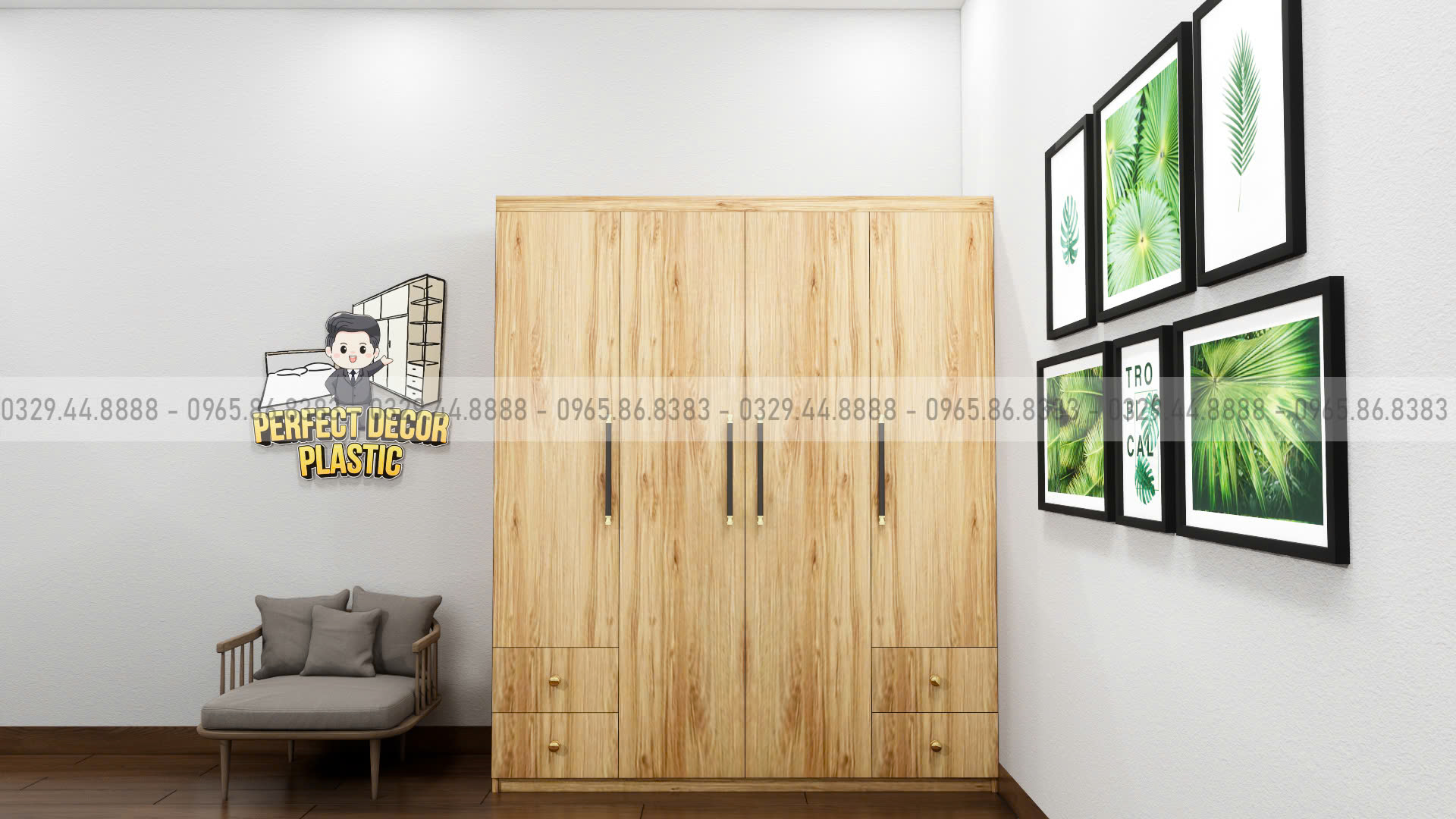 Tủ quần áo vân gỗ sồi